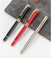 Fountain Pen,Gift Box Packaging Metal Ballpoint Pens School Business Office Roller Pen Writing Stationery Supplies (Color : Brushed Silver, Size : Talla Nica) (Color : Black, Size : Talla nica)