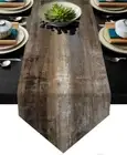 Brown Grey Table Runner,Abstract Modern Art Burlap 13"x 71" Brown and Grey