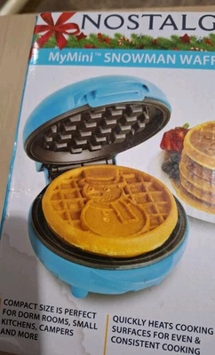 Waffle Maker Nostalgia Mini Wafflemaker Blue Nostalgia Compact New