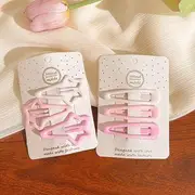Plain Snap Clip Set Set - 22 - Meteor & Drop Shaped - Pink - One Size