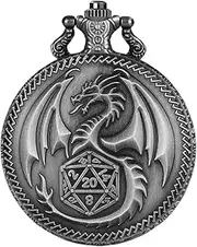 [Générique] Watch Case, Pocket Watch Cover, Vintage Pocket Watch Holder, Carved Dragon Pattern Pocket Watch Cover, Nostalgic Pocket Watch Display Storage, Role Playing Board Games Accessories for Man and Woman