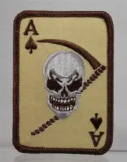 Embroidered Military Patch - DEATH ACE - ACE OF SPADES - Skull - 3.5" x 2.5" NEW