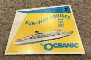 SS Oceanic Home Lines Sun-Way Cruise Ship Luggage Bag Tag