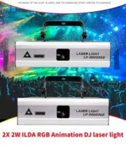 2PCS 2W ILDA RGB Animation Beam Scanner Stage Laser Light Projector for DJ Disco
