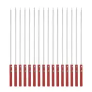 16pcs Kebob Skewers 43.5cmx7mmx2mm Stainless Steel Flat Sticks with Wood Handle