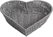 Paper Rope Storage Basket Delicate Storage Box for Shelves Desk Coffee Table Gray, Grey, 27.5x7cm
