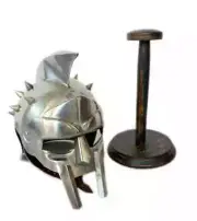 Armour medieval maximus helmet larp with wooden stand halloween