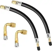 2 Pieces 8.25 Inch Flexible Extension Tire Valve Adaptor and 2 Pieces 90 Degree Tyre Valve Extension Adaptor for Universal Cars Truck Motorcycle Bike Scooter