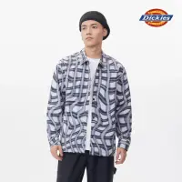 在飛比找momo購物網優惠-【Dickies】男款黑色曲線格紋工裝長袖襯衫｜DK0115