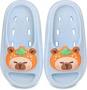 [techcity] Boys Girls Slide Sandals Cute Cushioned Thick Sole Summer Beach Pool Shower Slippers Non-slip Quick Drying Sandal for Toddler Little Big Kid