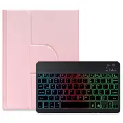 360 Degree Rotatable Bluetooth Keyboard Leather Case With Three Colour Backlight Pink For Ipad 10.2 2021 / Air 2019 Keyboards