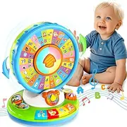 Toys for 1 2 3 Year Old Boy Girl, Musical Spin and Sing Alphabet Zoo, Learning Toys for Toddlers 1-3, Educational Interactive Toys, Christmas Birthday Baby Boys Girls Age 6-9-12-18 Months