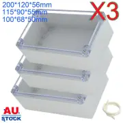 3x Clear Cover Waterproof Junction Box Case Electrical ABS Enclosure Project DIY