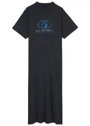 Balenciaga Logo-print Cotton Maxi T-shirt Dress - Black - M (UK12 / M) M (UK12 / M)