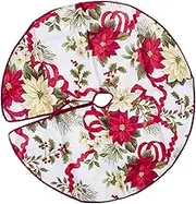 Anneome Flowers Festive Ornaments Christmas Tree Skirt 90cm Diameter Cozy Christmas Tree Mat Rug for Home Decor