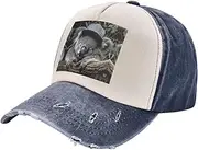 [YANYU] Sleeping Koala Cap Print Fashion Washed Distressed Baseball Cap Vintage Adjustable Hat with Classic Brim, Navy Blue, One Size