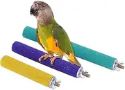 PIVBY Wood Bird Cage Perch Colorful Parrot Stand Toy Platform Paw Grinding Stick for Amazon Parrot Bird Colors Vary Pack of 3