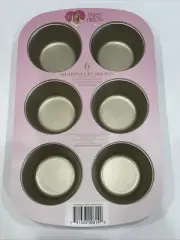 Hilton Cupcake Pan 6 Muffin Cup Pan Pink + Champagne Gold