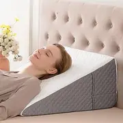 Simpledad 12" Wedge Pillow for Acid Reflux and Back Pain Relief, Snoring, Bed Wedge Pillow for Sleeping After Surgery. Bed Pillow Wedge for Headboard, Cooling Memory Foam Top, Breathable Cover