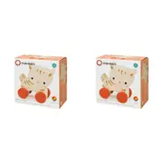 2x Mentari Kitten On Wheels Pull Along Kids/Children 11cm Play Wooden Toy 6m+