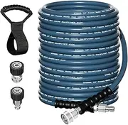 150 FT Pressure Washer Hose 3/8'' - Kink Resistant Steel Wire Braided, Wear Resistant, 3/8" Stainless Steel Quick Connect, with M22 14mm Adapter Set, Hot and Cold Water Power Washer Hose, 4200 PSI