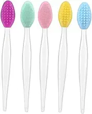 LOORGVEL 5Pcs Double Sided Silicone Lip Scrub Brush Exfoliating Lip Scrubber Tool for Smooth Lips