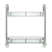 Modona Bath Shelve 17.5"Hx14.75"W 2Glass Wall Shelf w/Pre-Installed Rails Chrome
