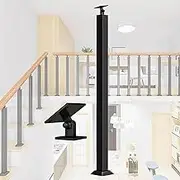 Wrought Iron Baluster Post Stair Railing, Handrails for Guardrail Deck Porch, Black Square Floor Mount Banister Pole Non-Slip Hand Railing 1PCS(Size:95cm)