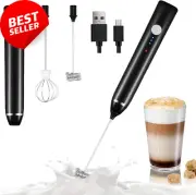 Handheld Electric Milk Frother USB Rechargeable 3 Speed Coffee Mixer Whisk
