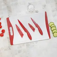 在飛比找樂天市場購物網優惠-《Colourworks》砧板+刀具2件(紅) | 切菜 切