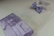 Mens Lavender Cummerbund & Matching Plain Bow Tie Set