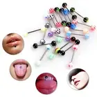 Ball Tongue Rings Stainless Steel Acrylic Fashionable Piercing Barbell Body EMB