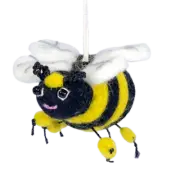 Bumblebee Honey Bee 471359 Felted Sheep Wool Ornament Yellow Black 2.5" L