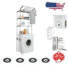 Contemporary 3-Tier Over Washing Machine Rack - Includes Hooks for Extra Storage