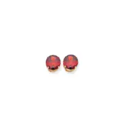 14k Yellow Gold 10mm Garnet Checker Earrings