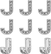 uxcell 30pcs Letter Charm, Rhinestone Letter J Charm Crystal Alphabet Slide Wristbands Pendant for Jewelry Making Leather Collar Necklace, Silvery, 14mm