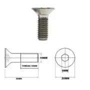 M10X35MM 1.5 THREAD PITCH TITANIUM COUNTERSUNK BOLT GRADE 5