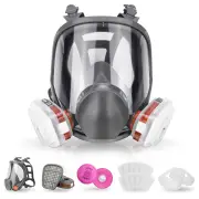 Dust Mask Reusable Full Face Respirator Mask Double Filtration Anti-Fog Organic Vapor Mask for Wooodworking Painting Wel