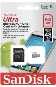 3X Sandisk Ultra Micro SDXC UHS-l Card With Adapter 64 GB