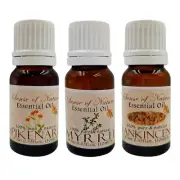 Frankincense Myrrh Nard Essential Oil Therapeutic Grade Aromatherapy 3 Bottles