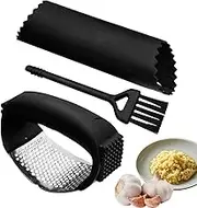 Garlic Crusher | Stainless Steel Garlic Mincer Tool - 2-in-1 Crusher Peeler with Ergonomic Handle & Cleaning Brush, Dishwasher Safe Kitchen Gadgets for Home Cooks & Chefs