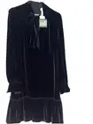 Kate Spade Black Velvet Tie Front Shift Mini Dress Ruffle Hem Size XS NWT