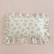 AOJIM Pink Floral Kids Toddler Pillowcase 1 Piece Super Soft Muslin Cotton Bedding Pillowcase with Ruffle Edges, Durable Nursery Pillowcase Aesthetic Print Kids Pillow Cover for Room Decor, 12x20 Inch