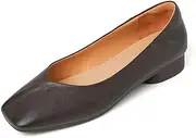 [TinaCus] Women's Genuine Leather Square Toe Ballet Flats Dress Casual Slip on Shoes
