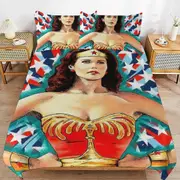 v2398 Bed Sheets Bedding Wonder Woman Bedding Sets Ultra Soft Skin-Friendly Duvet Cover 3 Piece, Cute Comforter Cover Bed Set for Boys Girls Kids ( 1