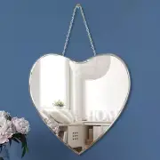 12x12 inch Heart-Shaped Frameless Mirror with Iron Chain,Decorative Wall Mirror
