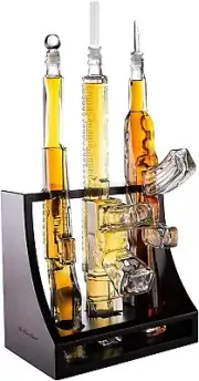 Crystal Clear Rifle Whiskey Decanter Set - Stylish Military Gifts & Bar Set