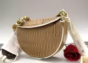 Auth NWT $548 Tory Burch Mini Fleming Soft Pleated Crescent Leather Shoulder Bag