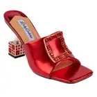 Lady Couture CASINO Red Jeweled Metallic Square Heel Slide (38=7)