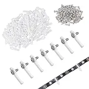 100Pack Strip Light Mounting Bracket - Upgraded Transparent Fixing Clips for 10mm Wide IP65 Waterproof 5050 LED Strip Light, One Side Fixing with 100 Screws